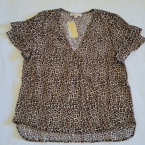MICHAEL Michael Kors Tops - Michael Kors Leopard🐆 Print Faux Crossover Blouse